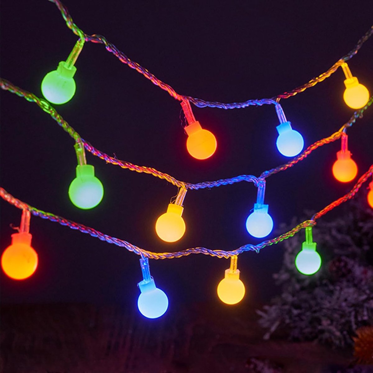 SnelShoppen - ENLACE LED Fairy Lights 1.5M - 10 Multicolored Globe Fairy Lights - Batterijen, Ideaal voor Binnen en Buiten, Feest, Bruiloft, Kerst, Tu