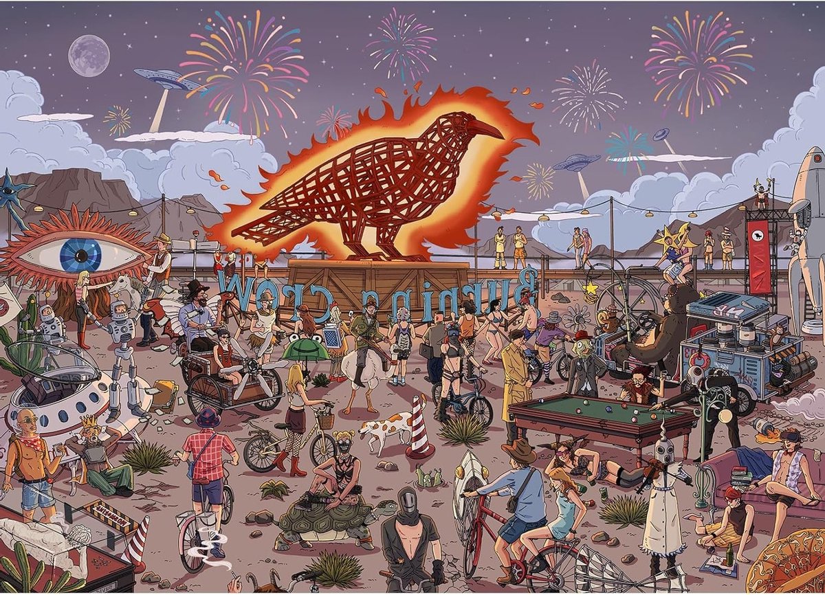 Puzzel 1000 stukjes Burning Crow - kunstpuzzel voor volwassenen, uitdagende puzzel, perfect cadeau voor liefhebbers van decoratieve kunst