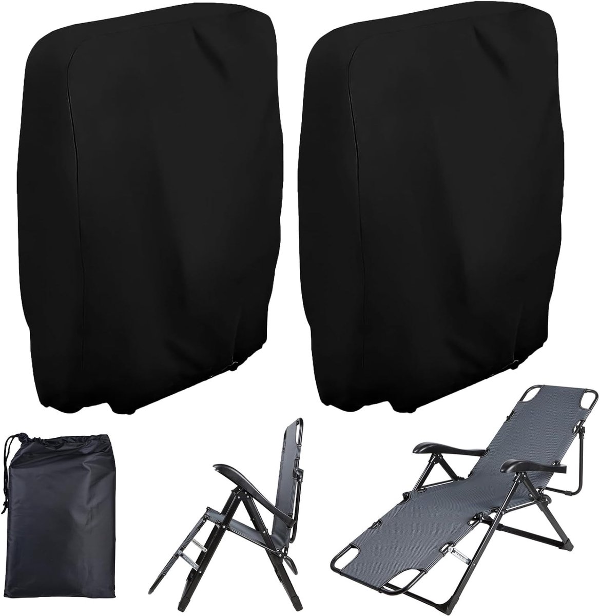 SnelShoppen - Tuinstoel Beschermhoes Set van 2, Waterdicht, Windproof, Anti-UV, Stofdicht Oxford Bescherming voor Tuinstoelen, Vouwstoelen, Stapelstoe
