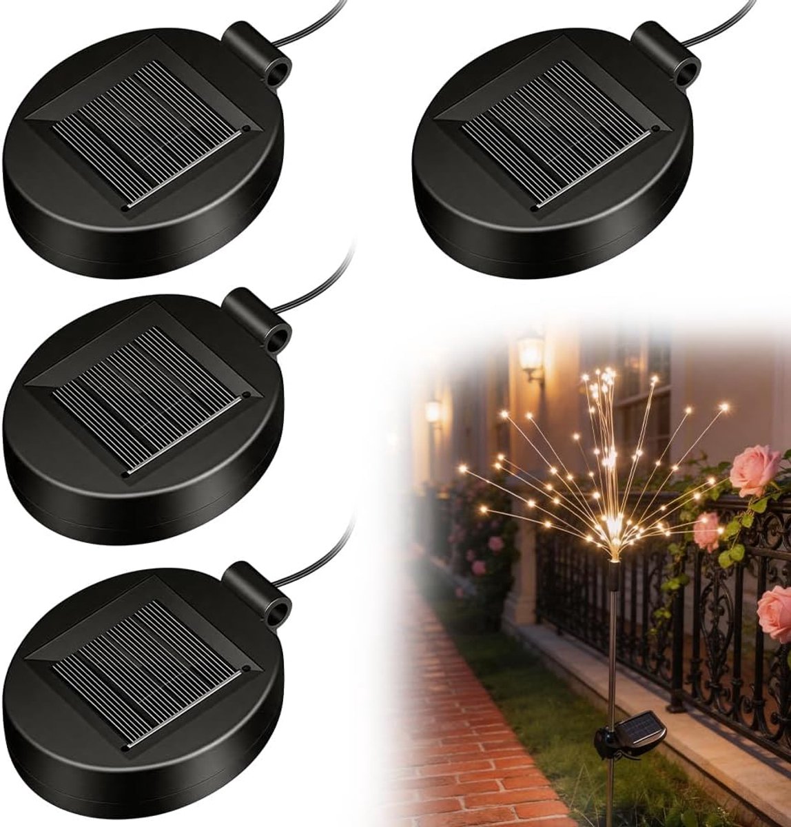 SnelShoppen - 4 Stuks Reserveonderdelen Zonnelampen - Waterdichte LED Top en Zonnepaneel Vervanging voor Tuinverlichting - Universele Lantaarndeksel v