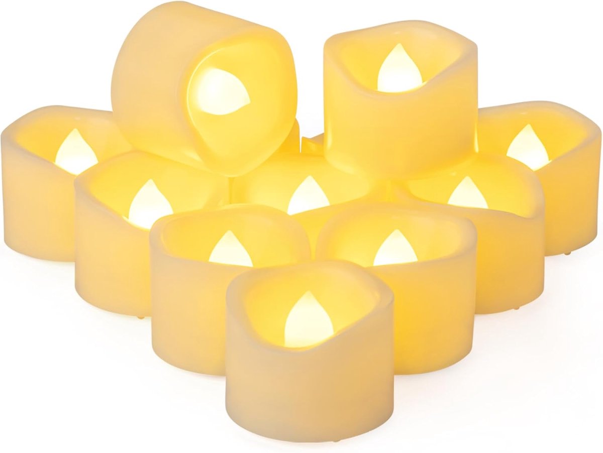 SnelShoppen - Set van 12 Flameless Tealight Kaarsen 3.8cm x 3cm - Batterij Aangedreven LED Votive - Flickering Licht voor Halloween, Bruiloft, Tuin, F