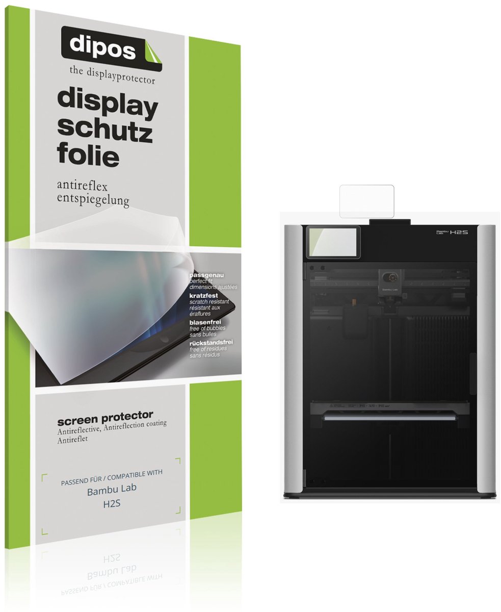 dipos – 2x Matte Beschermfolie geschikt voor Bambu Lab H2S | Krasbestendige & antireflecterende Screenprotector Ultra-Thin