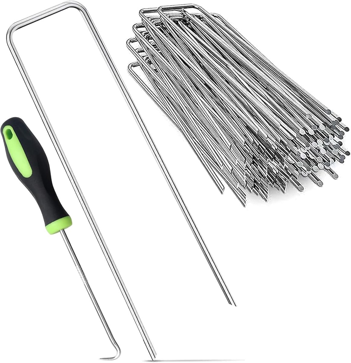 SnelShoppen - Pack van 50 Grondankers, Stevige Stalen Tentstaken, Anti-Roest Haringen voor Tuin, Camping, Fleece en Schutting, Inclusief 1 Stuk 45° Ge