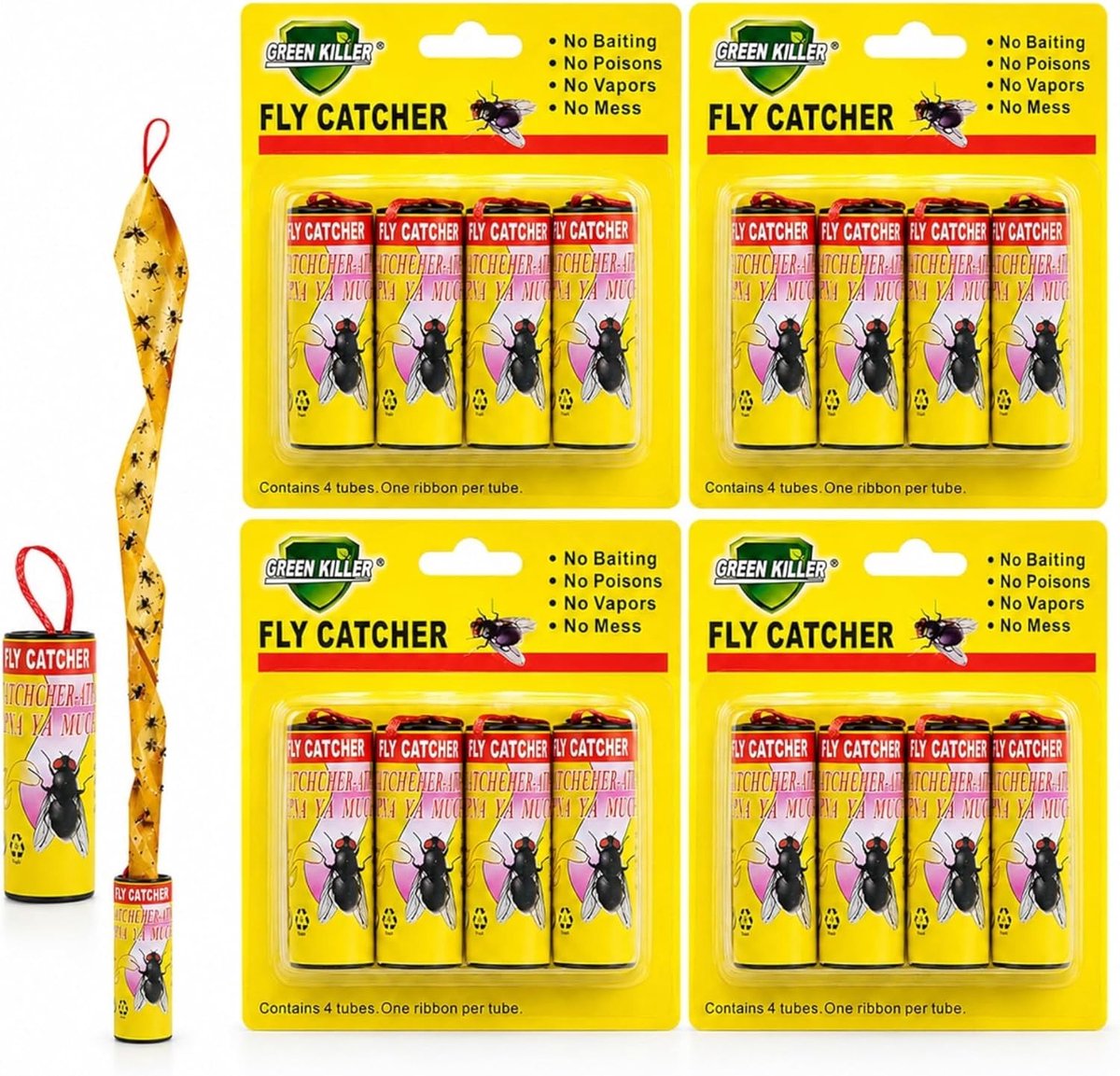 SnelShoppen - Mosquitoes & Insects Vliegenvallen, Set van 16 Stuks (4 x 4 Stuks), Niet-Toxische Lijmvallen voor Binnen en Buiten, Effectieve Vliegenva