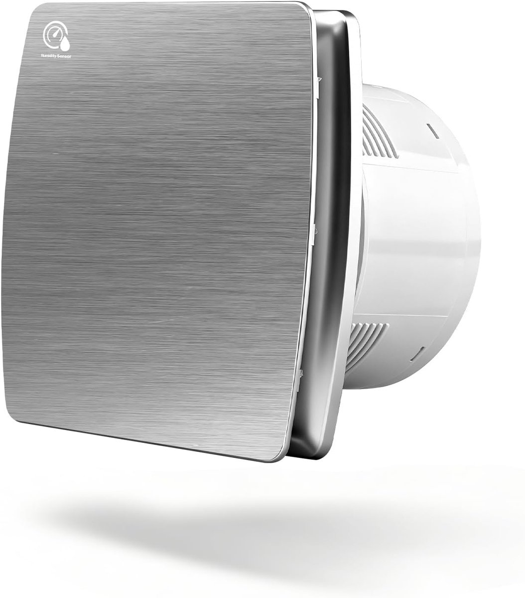 SnelShoppen - 100 mm Badkamer Ventilator met Timer en Vochtigheidssensor - Waterdichte Ventilator voor Badkamer, Keuken en WC - Energiebesparend en Ge