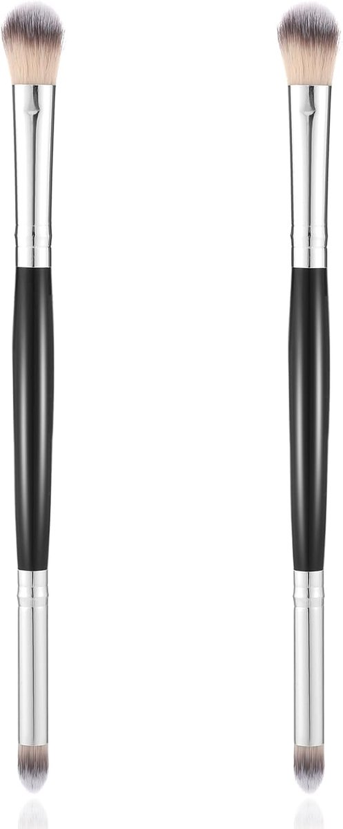 SnelShoppen - 2 Pcs Dubbelzijdige Oog Make-up Kwasten Set, Oogschaduw Borstels, Blender, Concealer, Highlighter, Losse Poeder, Makeup Accessoires