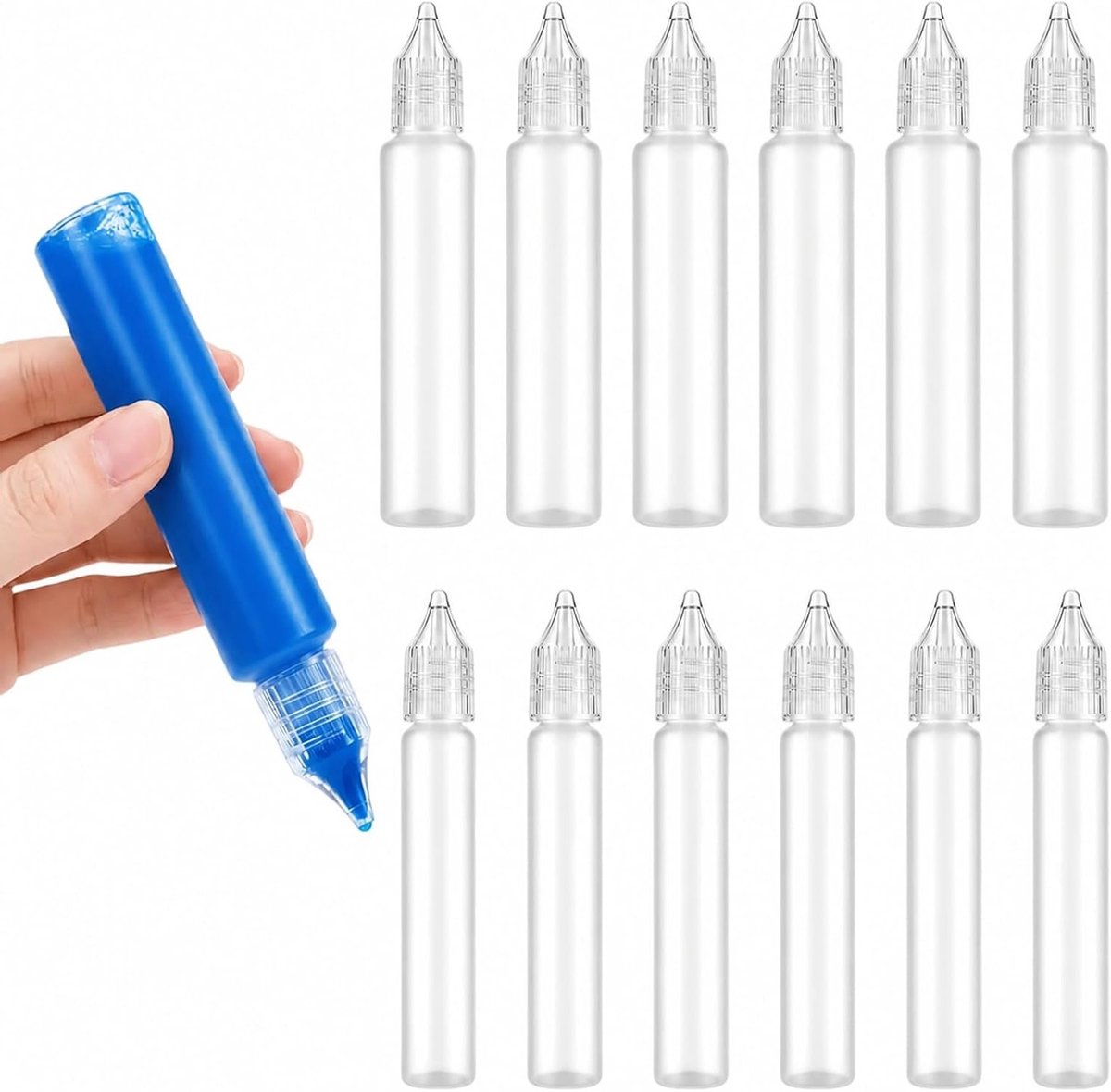 Set van 12 Lege Flesjes van 30ml en 15ml voor Vloeistoffen, Doserend en Knijpflessen voor Olie, Verf en Lijm
