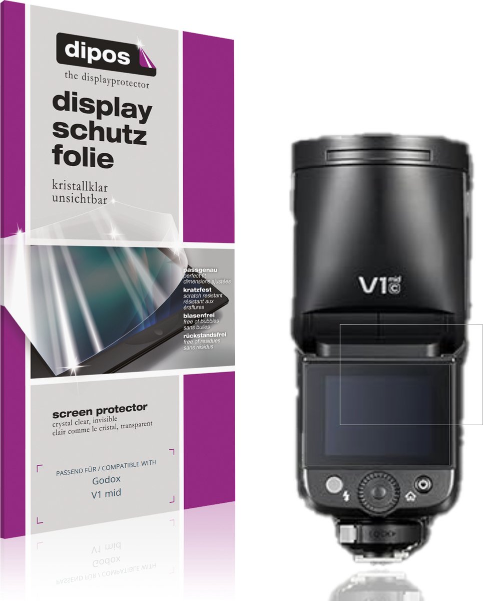 dipos – 4x Beschermfolie geschikt voor Godox V1 mid | Krasbestendige & heldere Screenprotector Ultra-Thin