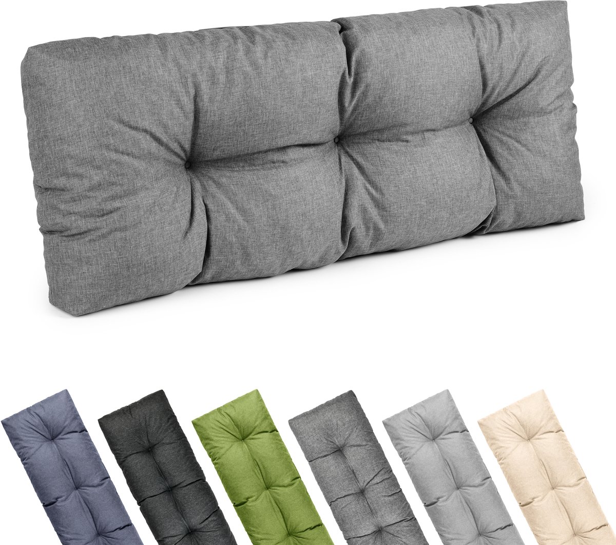 Garronda Rugkussen 120x45 cm 12 cm Waterafstotend UV- en Waterbestendig voor Palletbank GD-0252 Grafiet