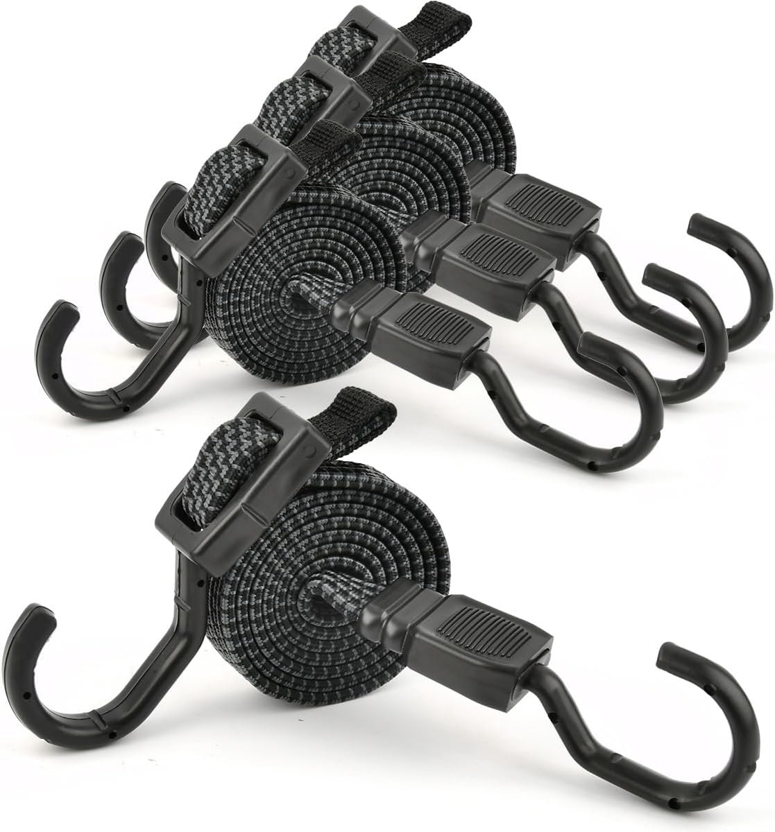 SnelShoppen - Set van 4 Verstelbare Straps met Haken, Tie Down Straps voor Motorfiets, Bagage, Breed en Plat, Extra Sterke Outdoor Straps voor Fietsen