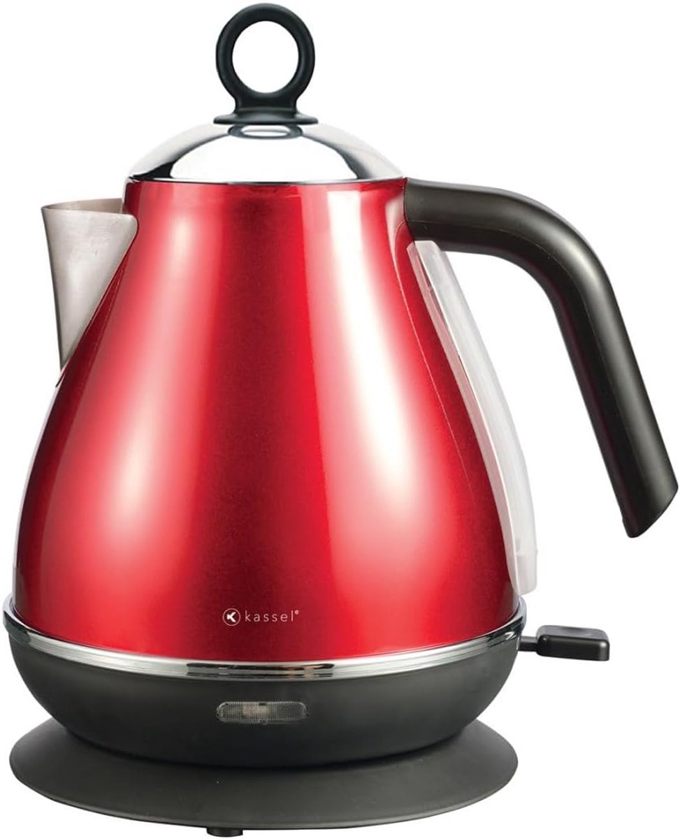 SnelShoppen - Elektrische Waterkoker 1.7 L Rood met Draaibare Basis - Snelle Kookfunctie voor Thuis, Keuken, Feest en Camping