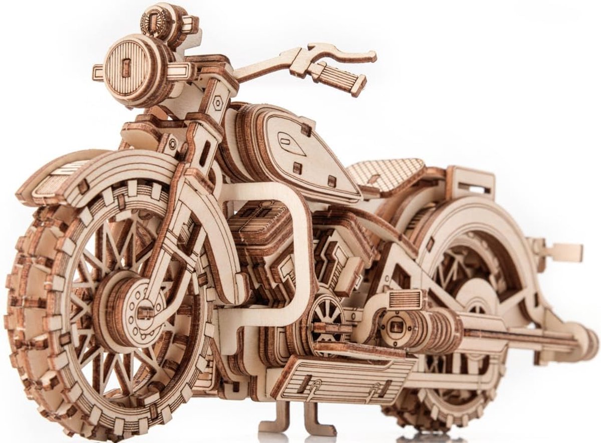 SnelShoppen - 3D Houten Motorfiets Puzzel Kit DIY Bouwpakket van Hoogwaardige Hout, Creatieve Activiteit voor Kinderen en Volwassenen, Perfecte Decora