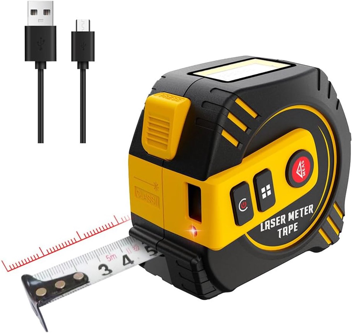 SnelShoppen - Digitale Tape Meter 40m Laser Afstandsmeter 5m Meetlint USB Oplaadbaar LCD Scherm Pythagorese Metingen voor Tuin Klussen en Bouw