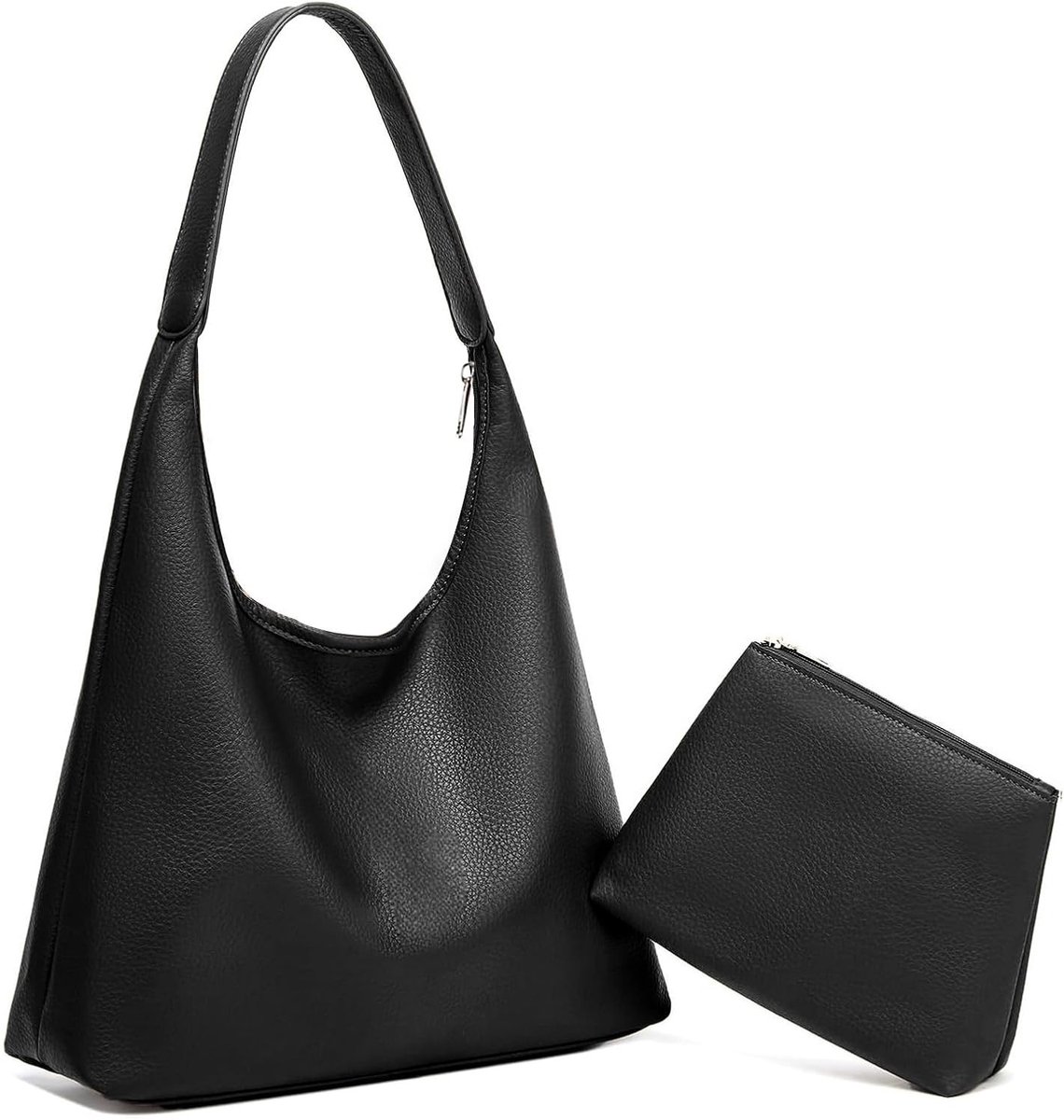 Dames Handtas Grote Shopper Tas met Rits Schoudertas van Leer - 2-delige Set voor Werk, School en Winkelen