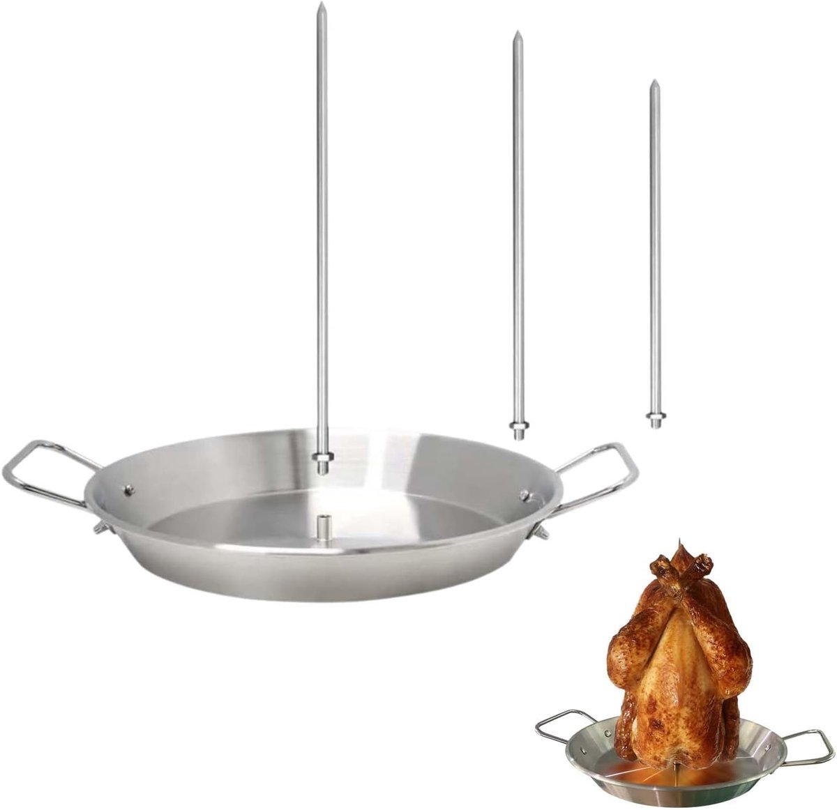 SnelShoppen - Verticale Skewers voor Grillen, Braziliaanse Skewers, RVS Vertical Edge Pan voor Oven, 3 Verwijderbare Spiesen (8, 10, 12 Inch)