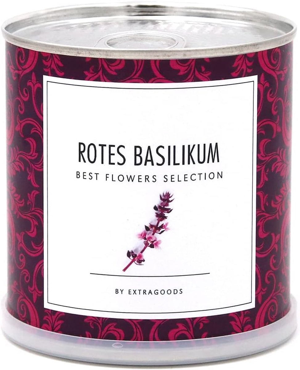 SnelShoppen - Red Basil Grow Set - Instant Gardening Flower Tin voor Keuken - Organic Zaden - Aromatisch voor Mediterraanse Gerechten - Leuk Cadeau vo