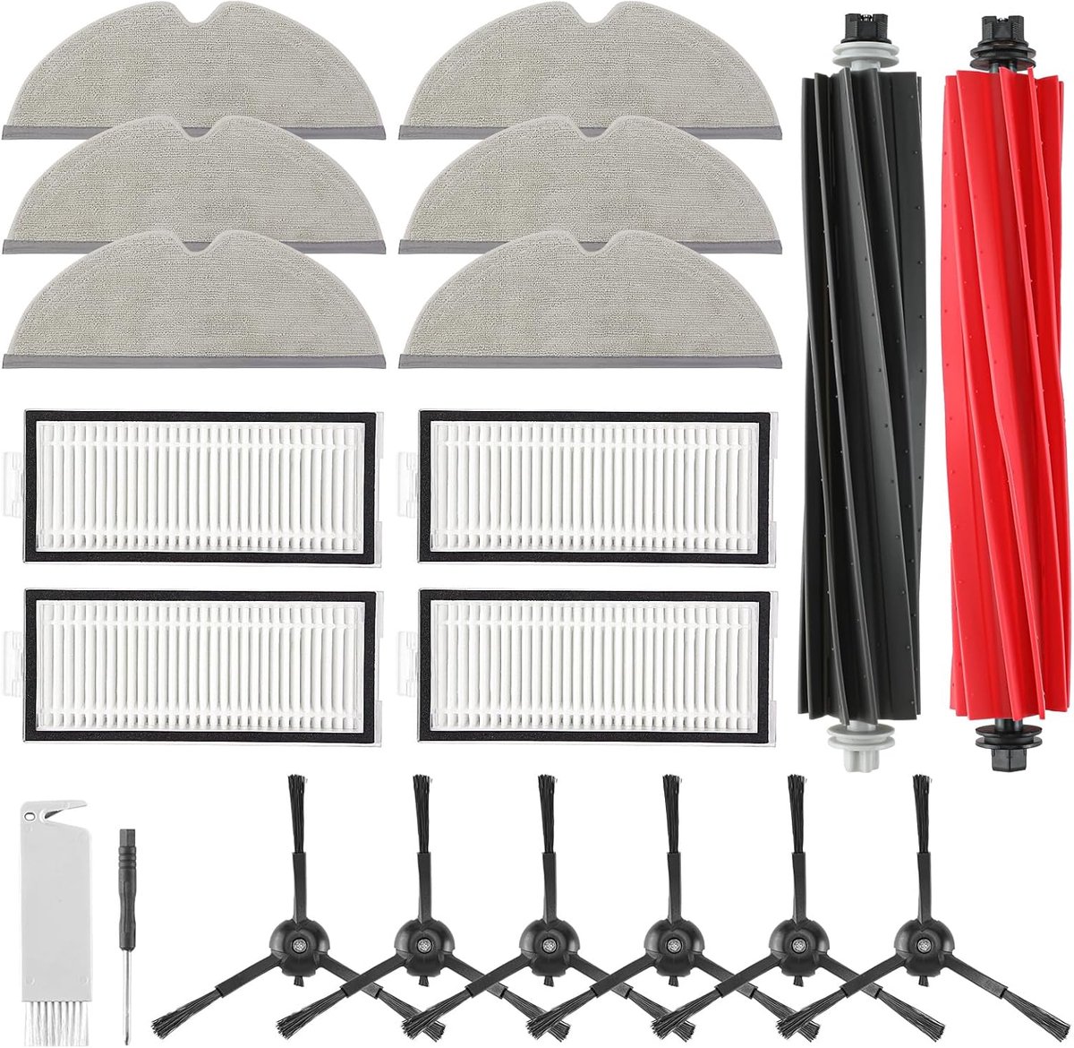 SnelShoppen - 20-delige Accessoires Set voor Robotstofzuigers - Vervangende Onderdelen voor Q5 Pro/Q5 Pro+/Q8 Max+/Q8 Max - 2 Hoofdborstels, 4 HEPA Fi