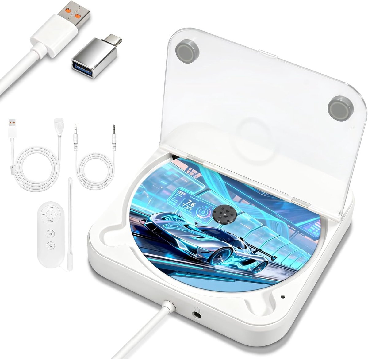 SnelShoppen - CD Speler met Radio Boombox - Upgrade Bluetooth CD Speler met Stofkap en LED Scherm | 3.5mm AUX Jack en Afstandsbediening voor Thuis Aud