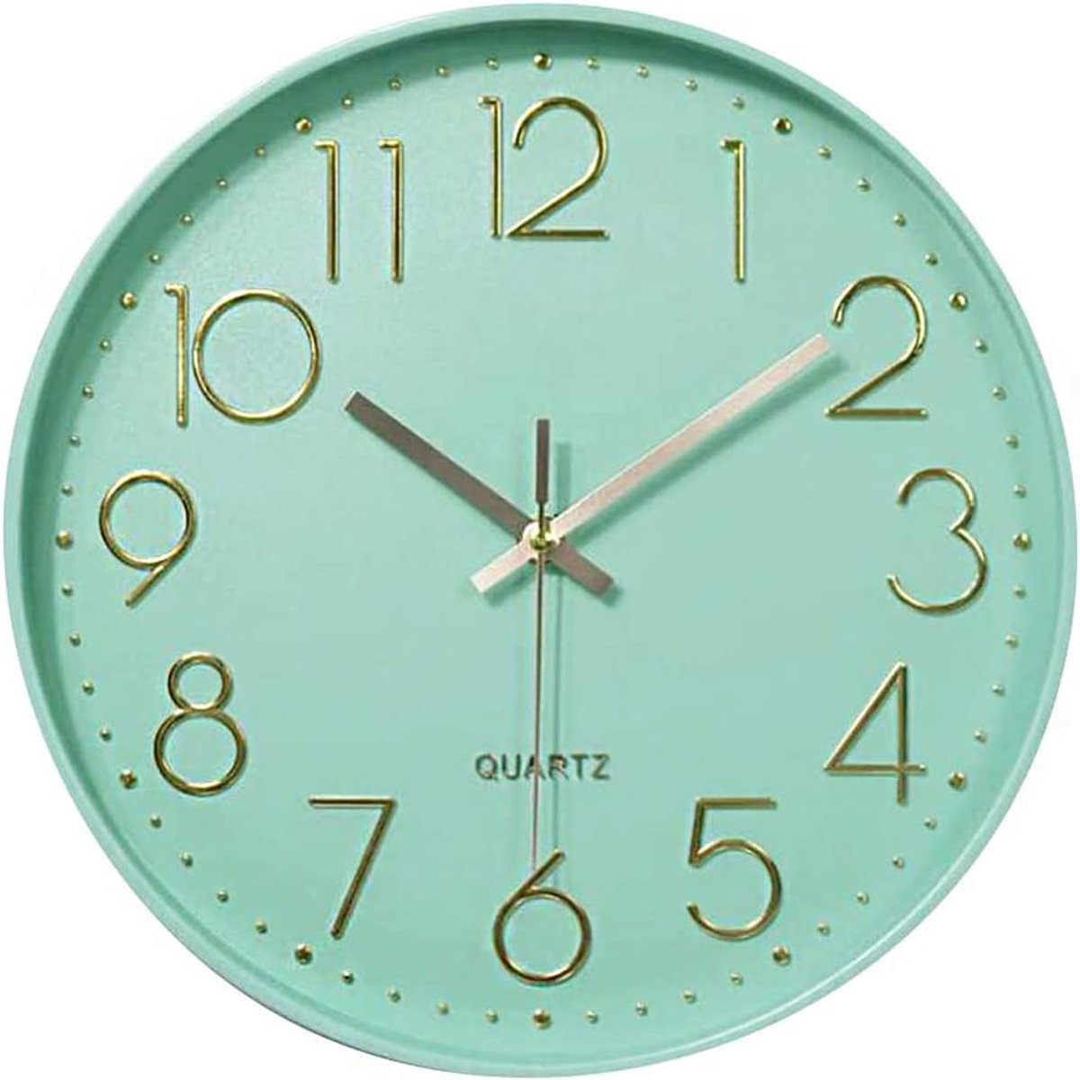 SnelShoppen - Modern Wandklok 30 cm Stille Quartz Klok Mint Groen voor Kantoor, Keuken, Woonkamer, Slaapkamer - Geen Tikkende Geluiden, Grote Cijfers