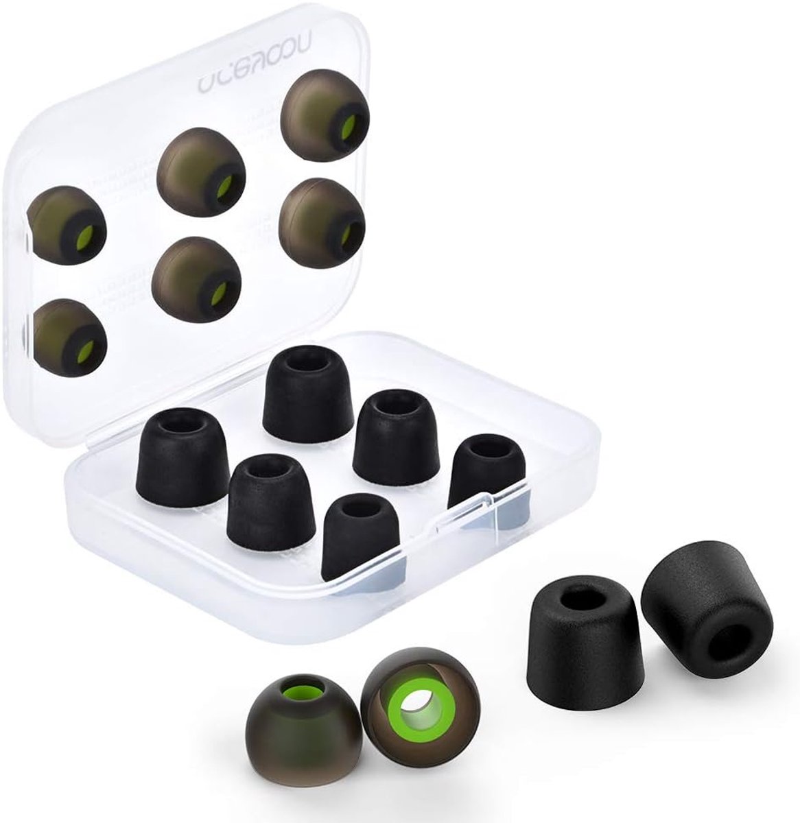 SnelShoppen - 12 Pairs Vervangende Oordopjes - Silicone + Geheugenschuim - In-Ear Oordopjes - S M L - Zwart - Geschikt voor Meeste In-Ear Koptelefoons