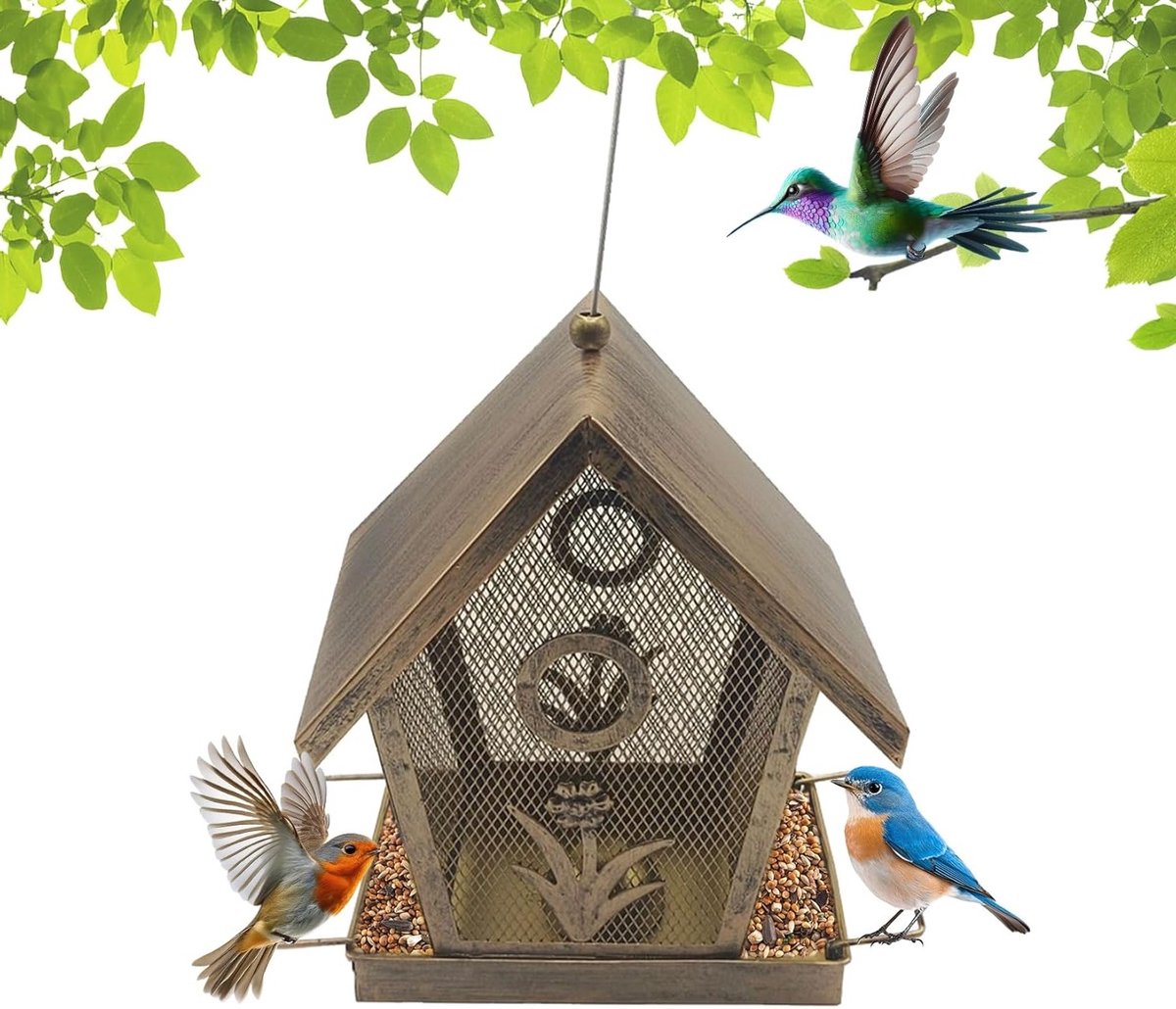 Hangende Vogelvoederhuis met Hoge Weerbestendigheid, Grote Capaciteit voor Buiten in Tuin en Achtertuin