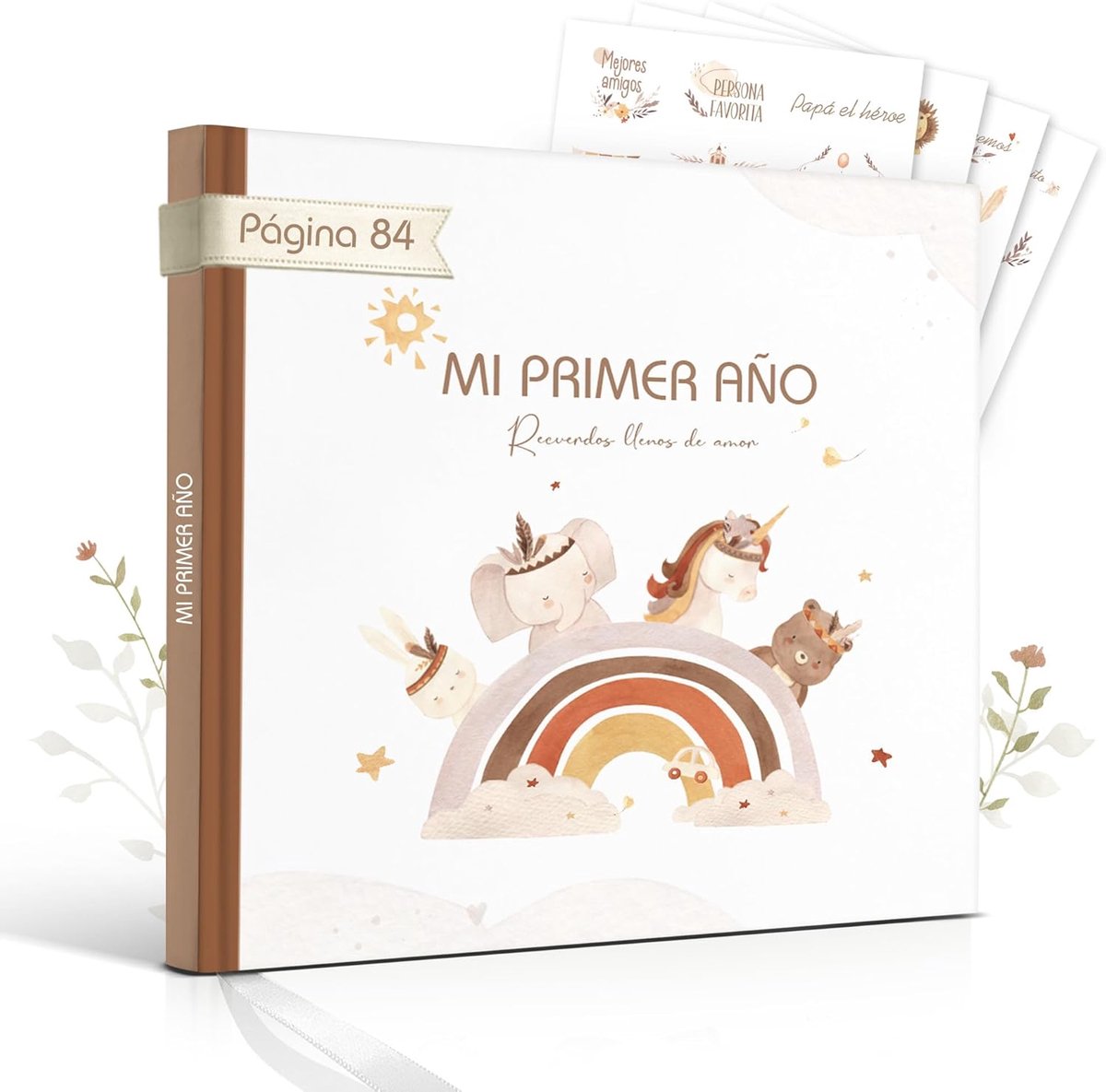 SnelShoppen - Baby Fotoalbum Rainbow Bear - Schattig Babyboek voor Foto's - Perfect Kraamcadeau - Luxe Kwaliteit - Geschikt voor Jongens en Meisjes -