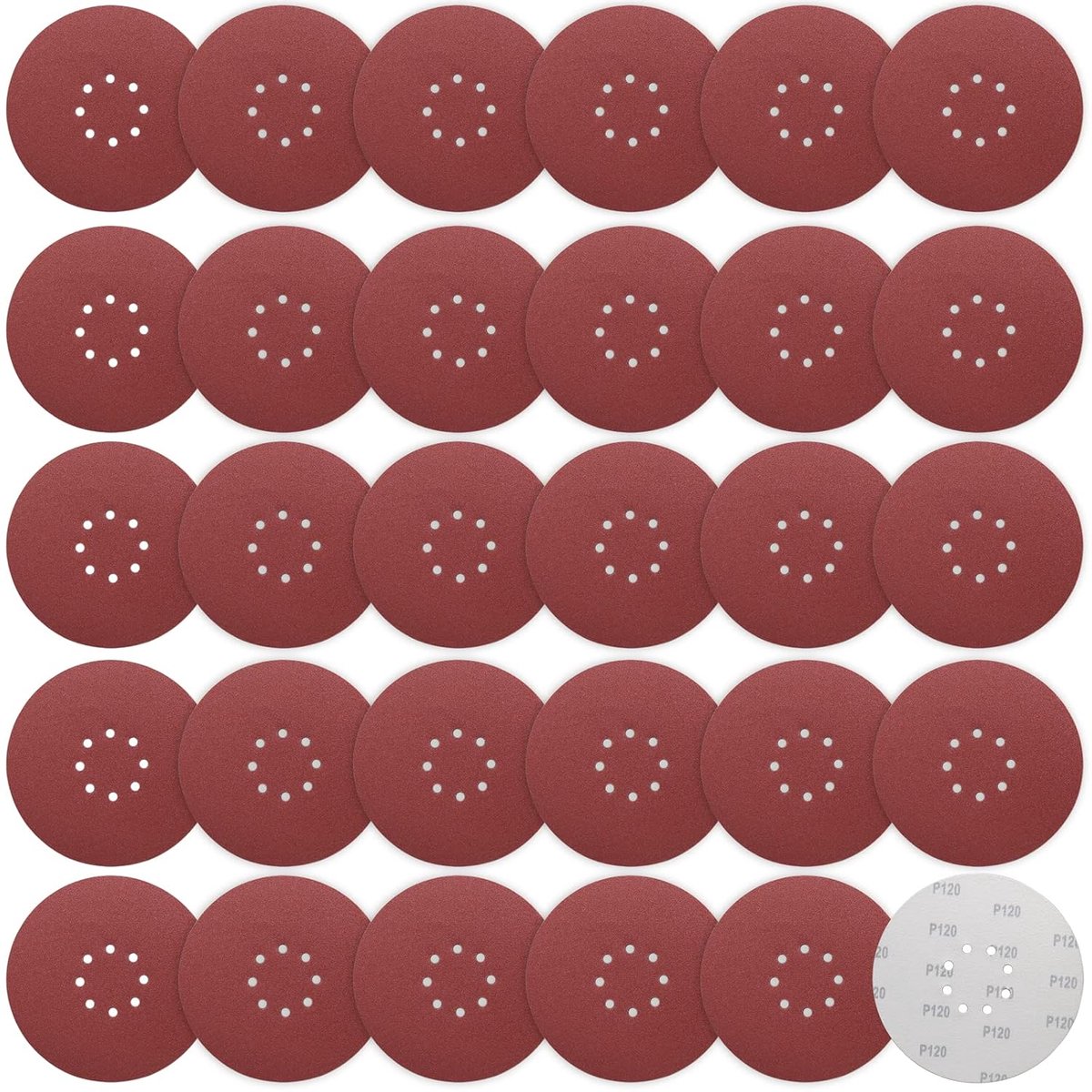 SnelShoppen - 30 Stuks 225mm Schuurpapier Schuurdiscs 120 Grit Rond 8 Gaten Voor Droogwand Schuurmachine, Barn Giraffe Lange Nek Schuurmachine