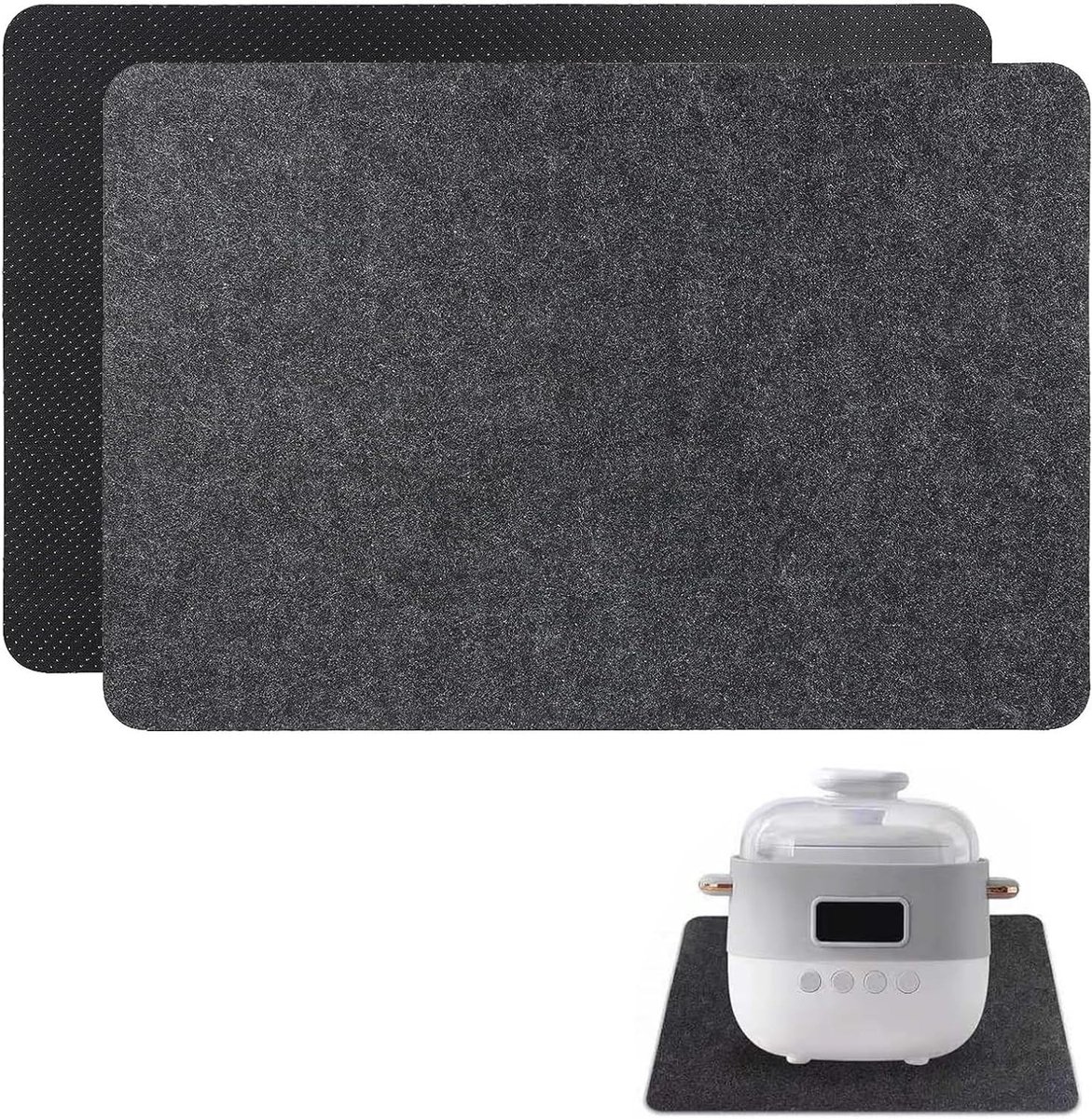 Vuurvaste onderleggers voor keuken, hittebestendige dekens, brandwerende matten voor koffiezetapparaat, magnetron en airfryer (2 stuks, 44 x 30 cm, zwart)