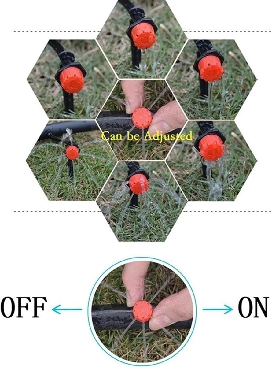 SnelShoppen - 100Pcs Irrigation Droppers - Verstelbare Micro Drippers voor Tuinieren - Plastic Watergeefsystemen met 8 Gaten - Ideaal voor Fruitbomen