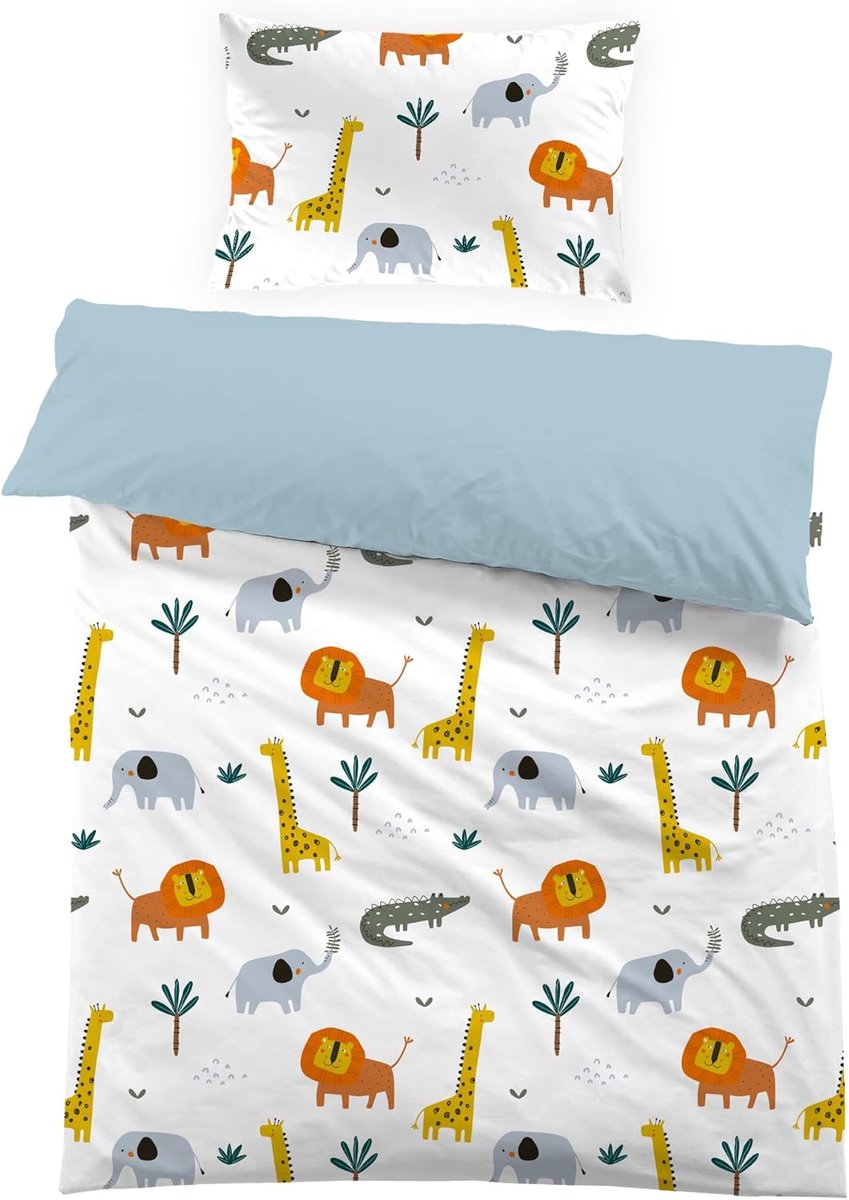SnelShoppen - Kinderen Dekbedovertrek 120 x 150 cm Dieren Microfiber 3D Print met Kussenhoes 40 x 60 cm - Perfect Cadeau voor Feestjes en Verjaardagen