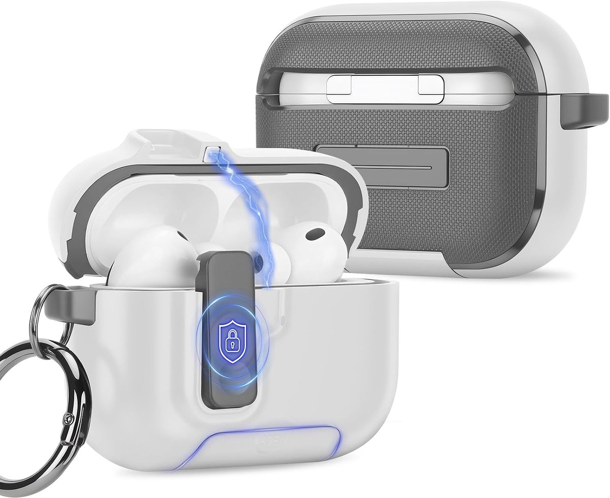 SnelShoppen - Beschermhoes AirPods Pro 3 met Telefoonhouder, Nauwkeurige Pasvorm, Wit, Ideaal voor Reizen en Vrije Tijd