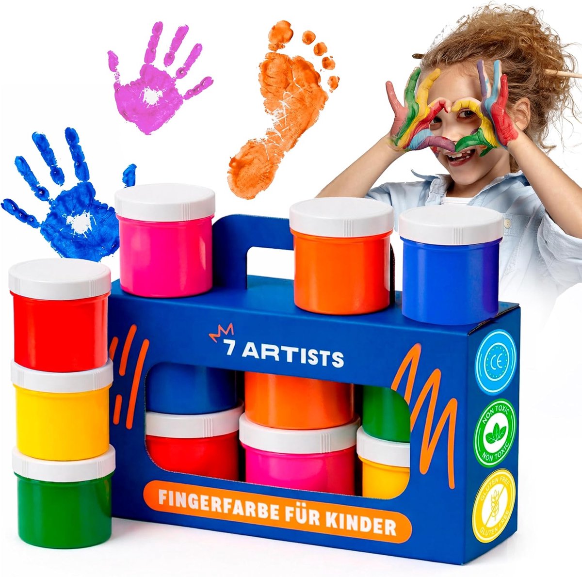 SnelShoppen - Vingerverf Kinderen Niet Giftig Wasbaar 6x60ml – Schilderen met Handen en Voeten, Hand- en Voetafdrukken Baby | Creatieve Verf Set voor