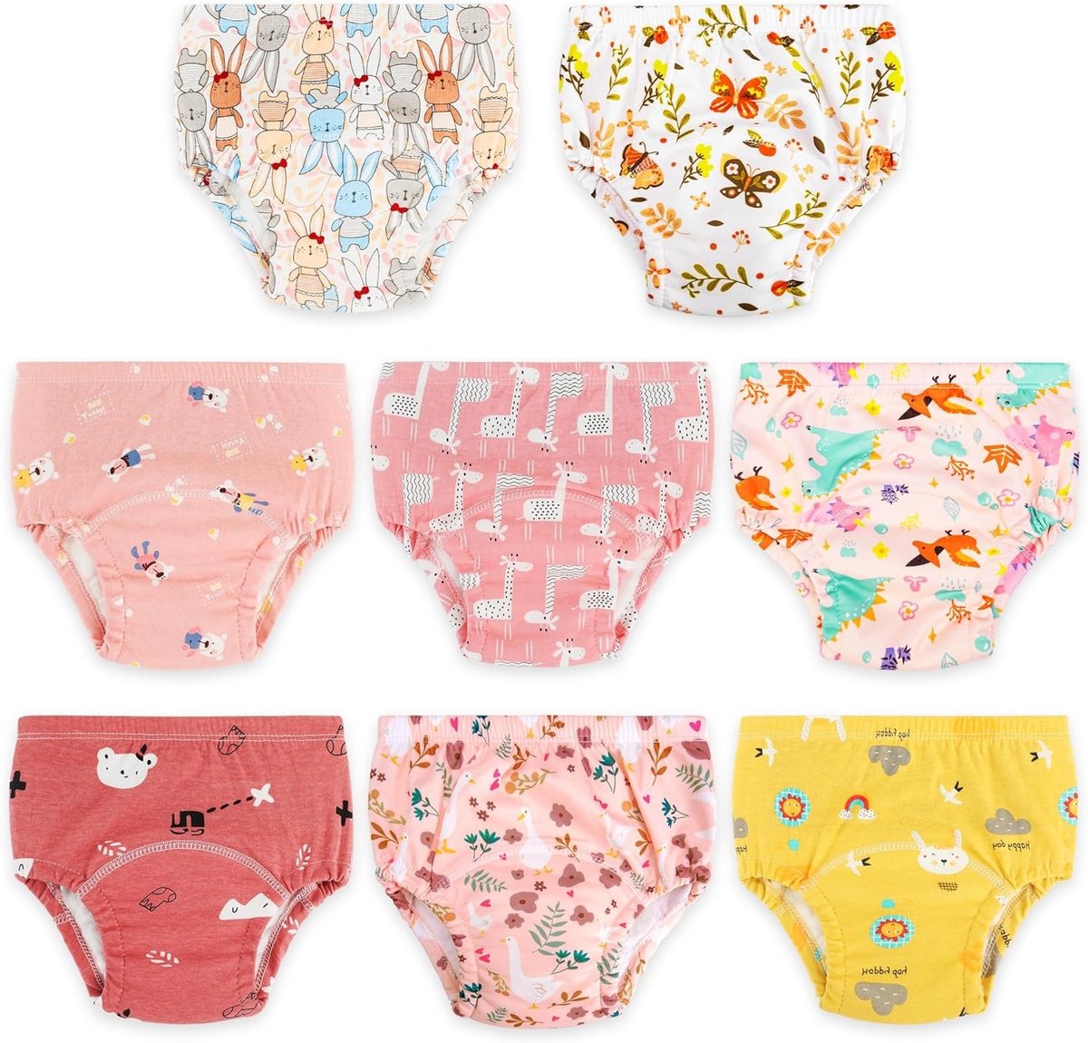 Baby Training Broekjes van Katoen voor Zindelijkheidstraining, Ondergoed voor Jongens en Meisjes, Set van 8 Stuks