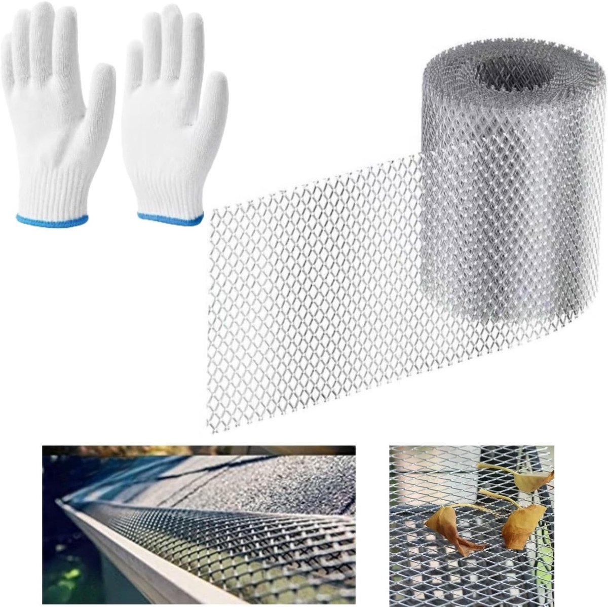 Heavy Duty Gootbescherming van Aluminium - 15cm x 6m Gootbeschermers met Gaas voor DIY en Regenafvoer, Ideaal voor Langdurige Bescherming
