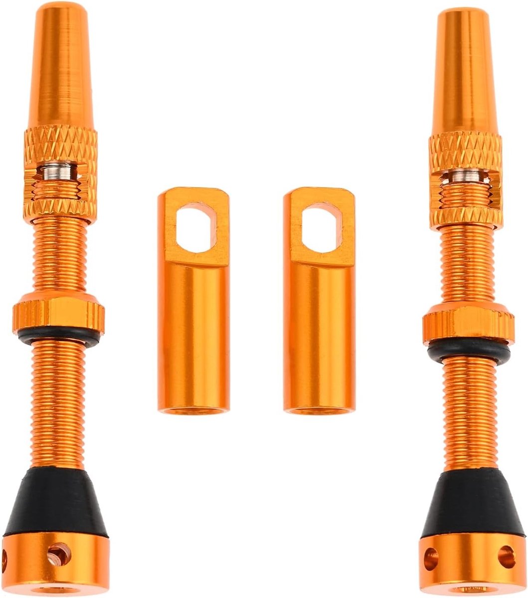 2 stuks tubeless Presta ventielen 44 mm voor mountainbikes, aluminium legering, inclusief ventielmof en accessoires