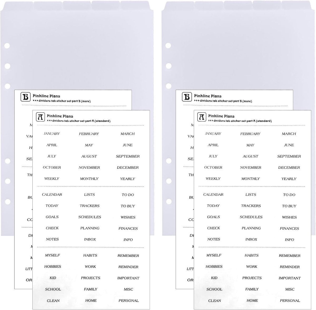 SnelShoppen - 10 Stuks Witte Plastic Scheidingsbladen A5 voor 6-Hole Ringband, Index Tabs met Stickers voor Notebook en Planner, Perfect voor School e