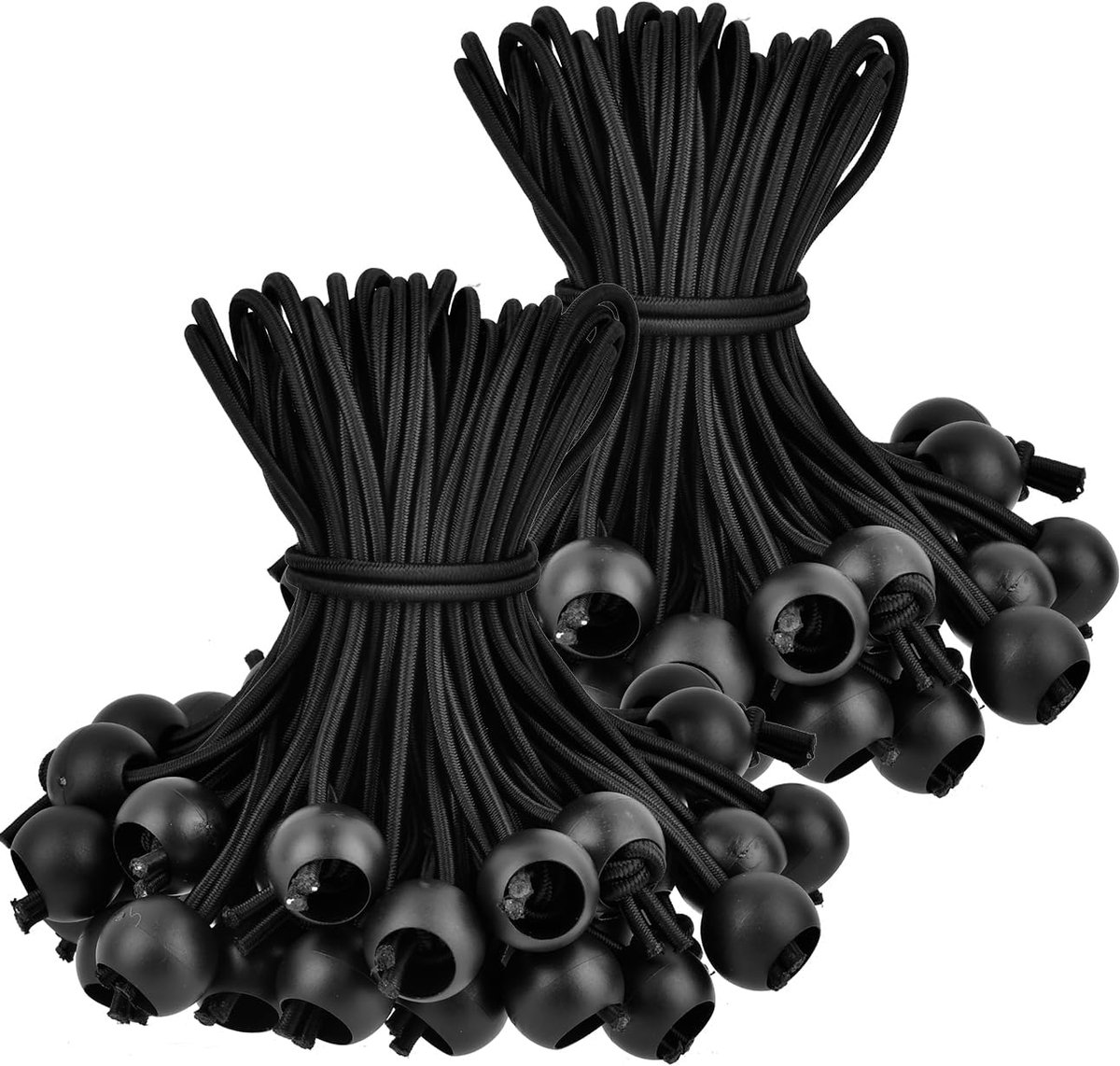 SnelShoppen - Pack van 100 Elastische Touwen met Ballen, 15 cm Verstelbare Elastieken voor Zeilen, Tenten, Paviljoens, Gazebo's en Posters