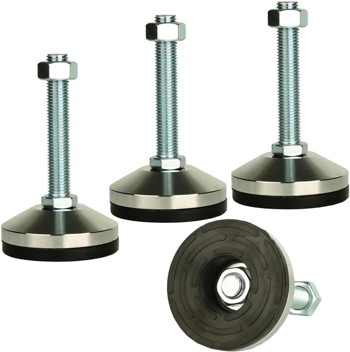 SnelShoppen - Heavy Duty Nivellerende Pootstellers 3.14" Dia Basis, Verstelbare Voeten M16 Schroefdraad, 2600 lb Capaciteit, Geschikt voor Werkbank, M