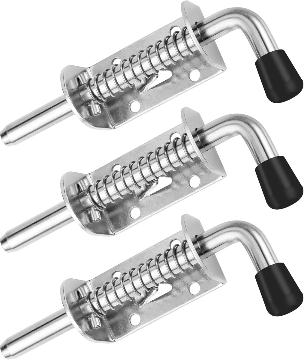 SnelShoppen - 3 Pcs RVS Veerloten met Rubber Handgreep voor Badkamer, Toilet, Schuur, Slaapkamer - Duurzaam, Roestvrij, Eenvoudig te Monteren