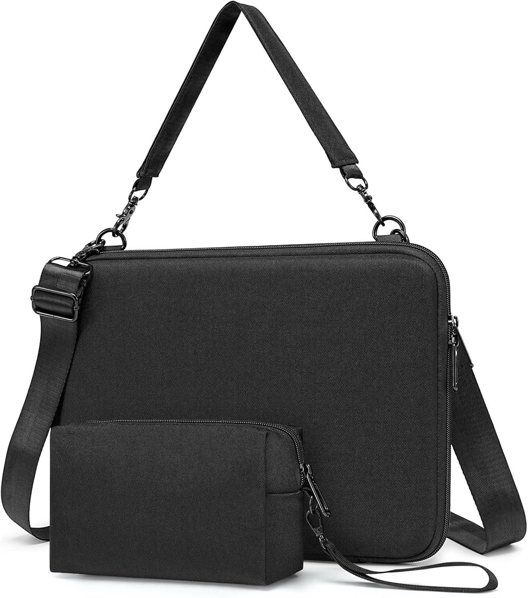 SnelShoppen - Hard Laptop Case Bag 13.3 14 15 16 17 17.3 Inch Laptop Tablet Monitor, Draagbaar, Zwart, Bescherming, Waterafstotend