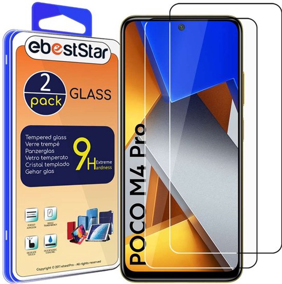ebestStar - {2 Stuks} Gehard glas geschikt voor Xiaomi Poco M4 Pro 4G, Screen Protector Cover, Schermbeschermer Tempered Glass