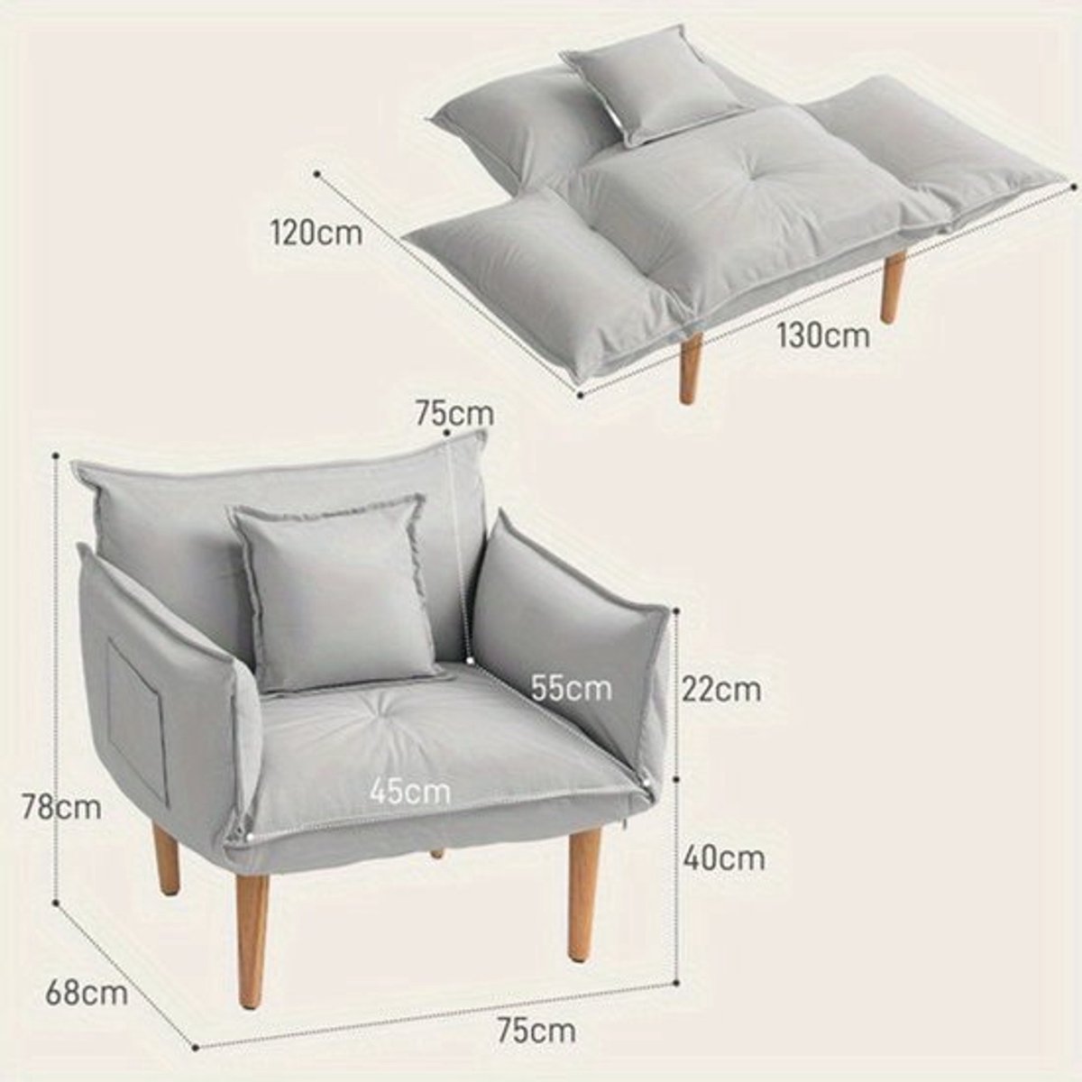 Fauteuil – Loungestoel – Relaxstoel – Zithoekstoel – Leunstoel – Verstelbare Rugleuning –