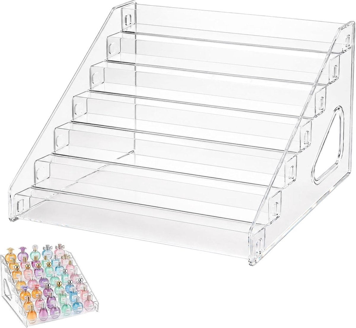 SnelShoppen - Perfume Stand en Organizer - Acryl Display Case - 7 Laags Rek voor Parfum, Make-up en Huidverzorging - Dresser Table Organizer - 31x29.5