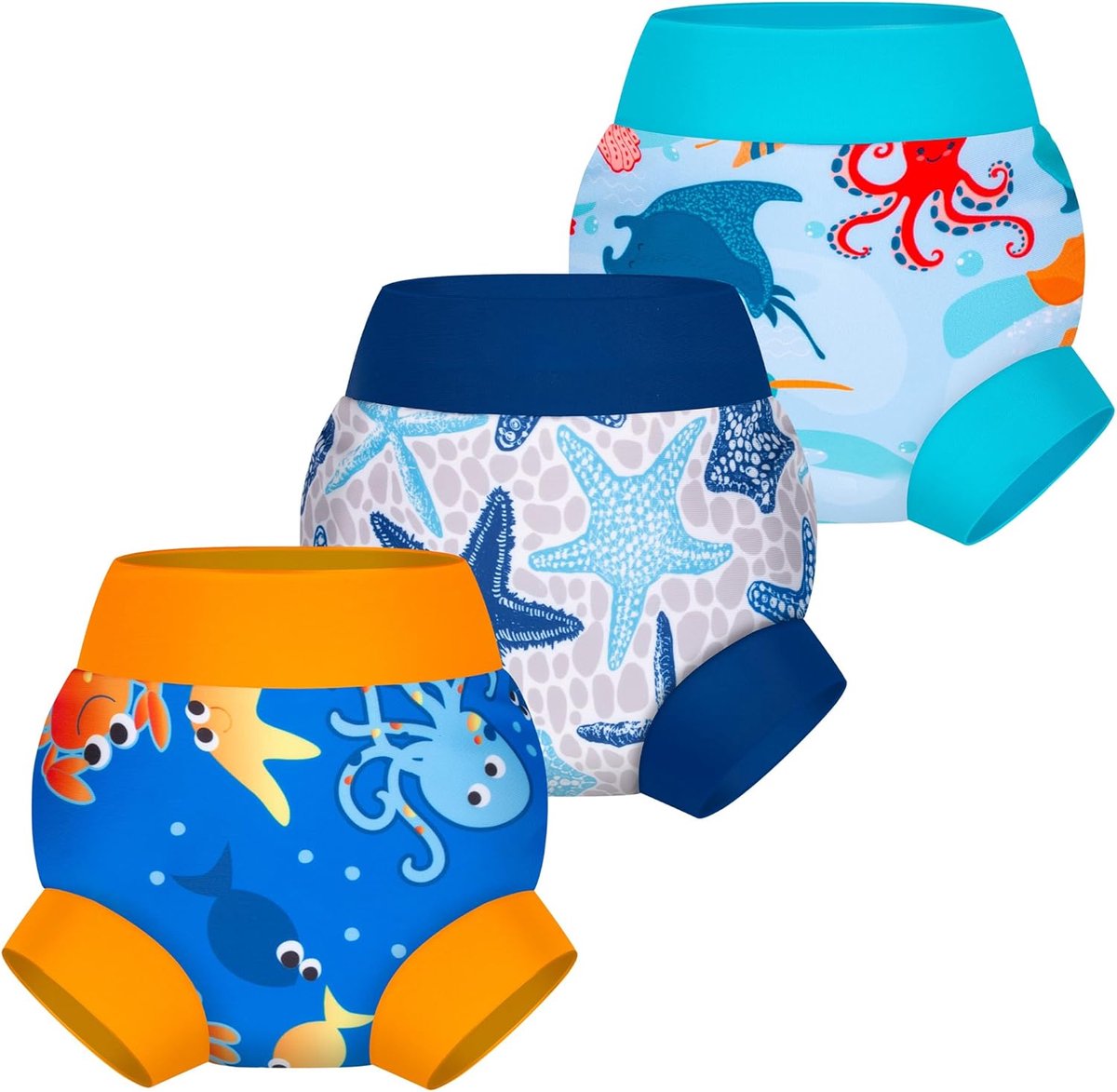 SnelShoppen - Herbruikbare Baby Zwemluiers 3-Pack - Aanpasbare Wasbare Zwemtrunks voor Baby's en Peuters - Zacht en Ademend Materiaal - Ideaal voor Zw