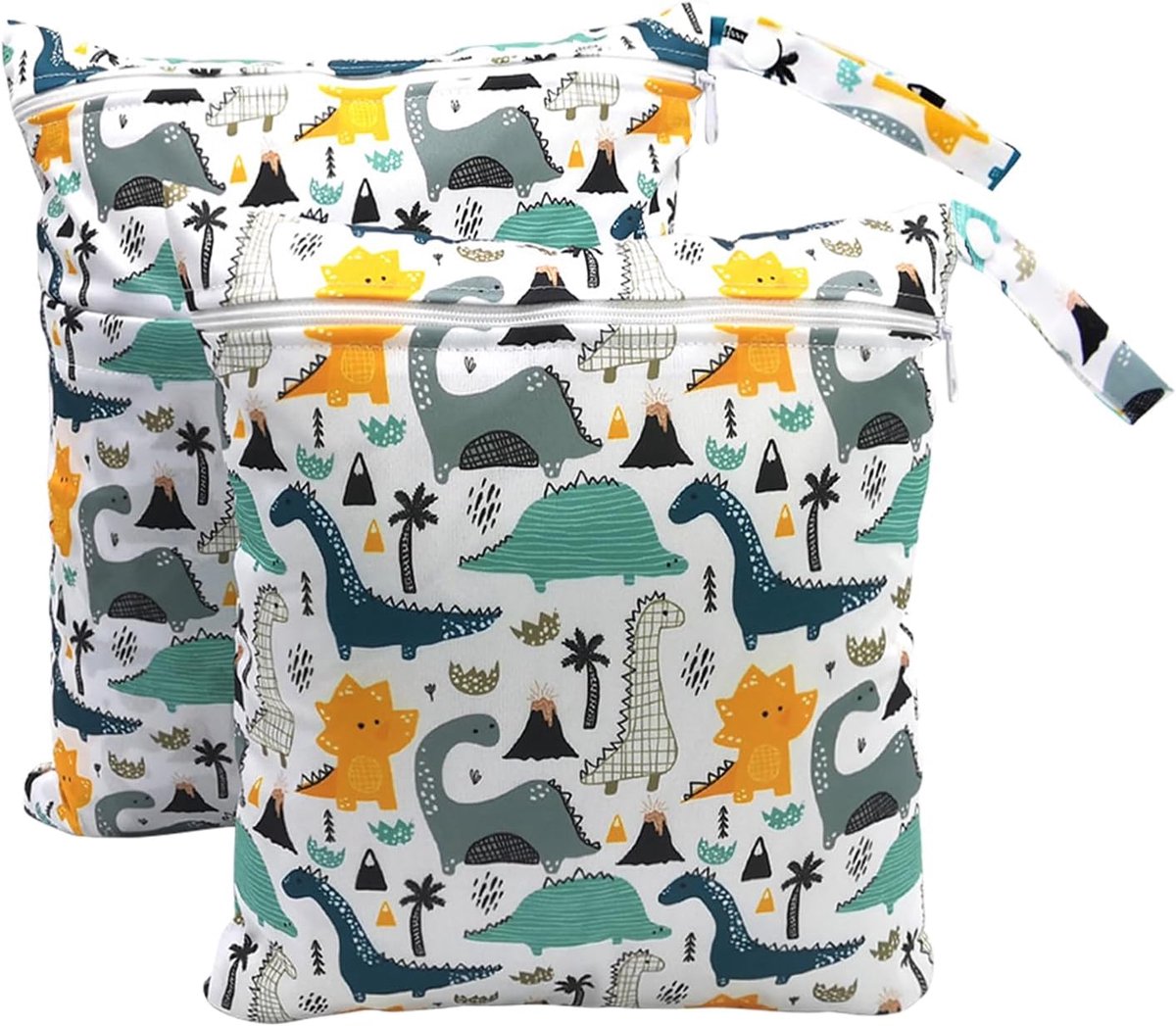 SnelShoppen - Wet Bag voor Kinderen - 2 Stuks Waterdicht, Herbruikbaar voor Luiers en Nat Kleding, Cartoon Design, Ideaal voor Kleuterschool, Zwembad,