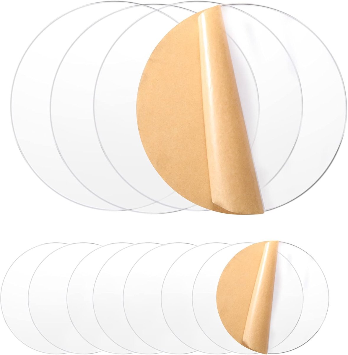 SnelShoppen - 12 Stuks Rond Transparant Acryl Platen 10 en 15 cm - Dikke Cirkel Acryl Sheets voor DIY, Fotolijsten, Taartdecoratie, Creatieve Klussen