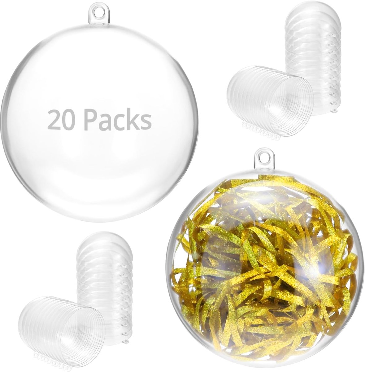SnelShoppen - 20 Transparante Plastic Kerstballen - 8 cm Diameter - Vulbare Ballen voor Feestdecoratie, Tuin en Creatieve DIY Projecten