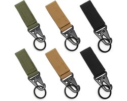 SnelShoppen - Tactical Carabiner Belt Clip Set - 6 Stuks Nylon Keychain Clips voor Outdoor Climbing en Hiking Gear met Webbing Buckle - Duurzaam en Pr