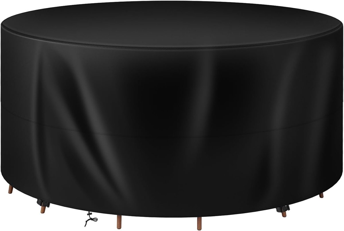SnelShoppen - Ronde Tuinmeubel Beschermhoes 130x75 cm, 420D Oxford Stof, Waterproof en UV-Bestendig, Bescherming voor Tuinmeubels, Zwart
