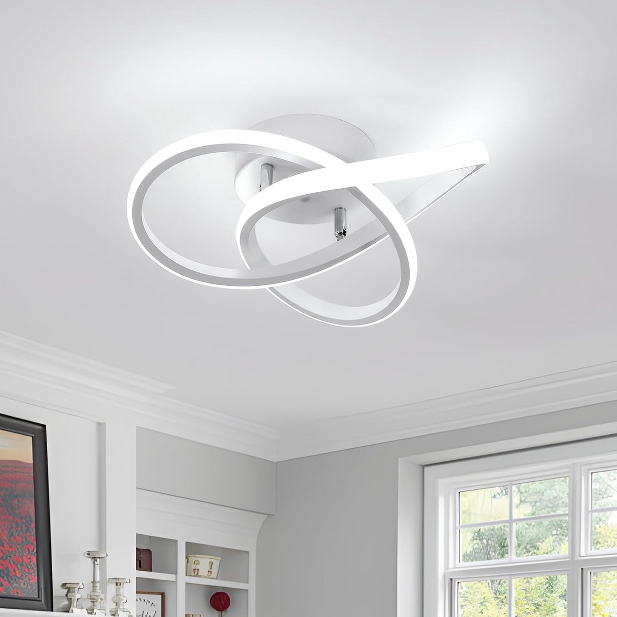 SnelShoppen - Moderne LED Plafondlamp 30W 3300LM Bloemen Design Witte Acryl Chandelier voor Woonkamer Keuken Slaapkamer Gang Dia 30cm